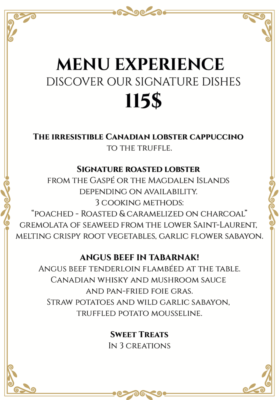 MENU EXPERIENCE